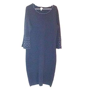 Dress barn Navy Blue Bell Sleeve Knit Sweater Dress Size Large